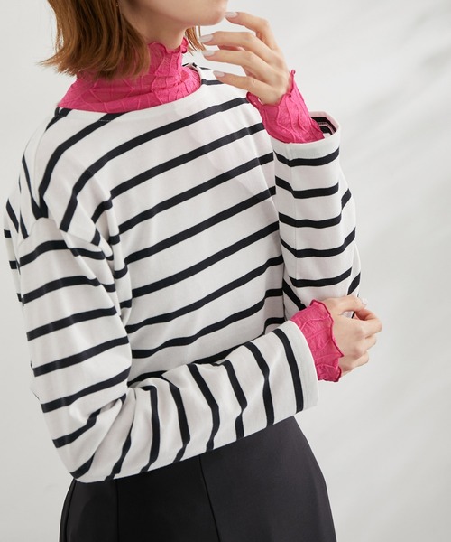 ROPE' PICNIC（ロペピクニック）の「シアージャガードタートル（Tシャツ/カットソー・レディース・オフホワイト/チャコールグレー/ピンク系その他2/ネイビー/ライトグリーン/ターコイズブルー/ピンク系その他/クリーム/レッド・38）」の8枚目の写真