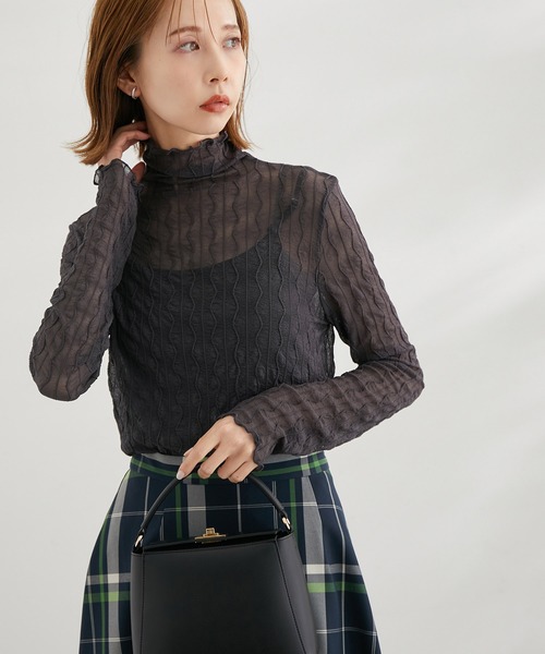 ROPE' PICNIC（ロペピクニック）の「シアージャガードタートル（Tシャツ/カットソー・レディース・オフホワイト/チャコールグレー/ピンク系その他2/ネイビー/ライトグリーン/ターコイズブルー/ピンク系その他/クリーム/レッド・38）」の11枚目の写真