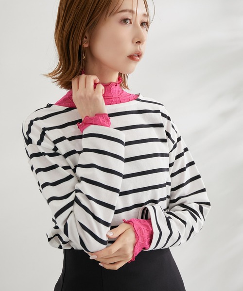 ROPE' PICNIC（ロペピクニック）の「シアージャガードタートル（Tシャツ/カットソー・レディース・オフホワイト/チャコールグレー/ピンク系その他2/ネイビー/ライトグリーン/ターコイズブルー/ピンク系その他/クリーム/レッド・38）」の18枚目の写真