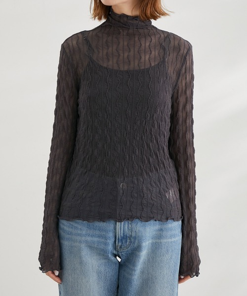 ROPE' PICNIC（ロペピクニック）の「シアージャガードタートル（Tシャツ/カットソー・レディース・オフホワイト/チャコールグレー/ピンク系その他2/ネイビー/ライトグリーン/ターコイズブルー/ピンク系その他/クリーム/レッド・38）」の19枚目の写真