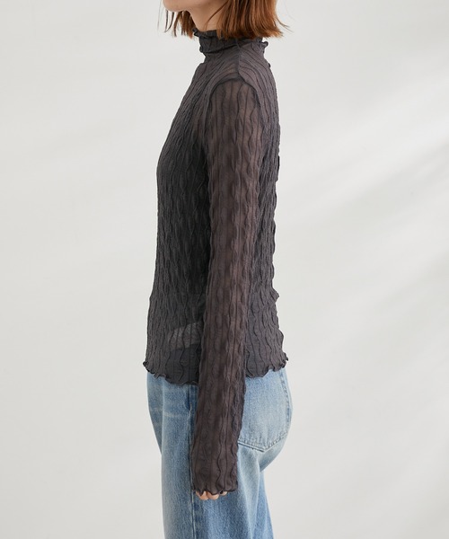 ROPE' PICNIC（ロペピクニック）の「シアージャガードタートル（Tシャツ/カットソー・レディース・オフホワイト/チャコールグレー/ピンク系その他2/ネイビー/ライトグリーン/ターコイズブルー/ピンク系その他/クリーム/レッド・38）」の20枚目の写真