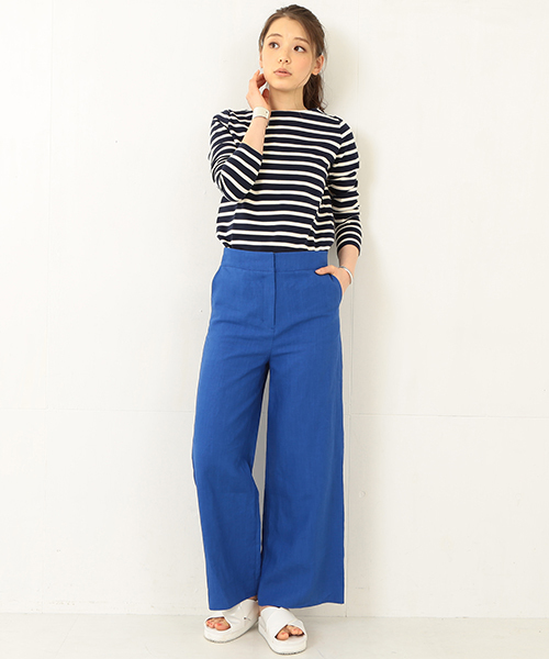 Demi-Luxe BEAMS(デミルクス ビームス)の「Demi-Luxe BEAMS / リネン ワイド パンツ(その他パンツ・レディース・グレー/ロイヤルブルー・38/36)」の4枚目の写真