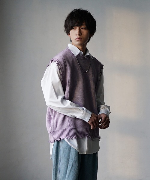 MinoriTY（マイノリティ）の「【MinoriTY】ヴィンテージライク ニットベスト メンズ（ベスト・メンズ・パープル/ネイビー/グレー・M/L）」の7枚目の写真