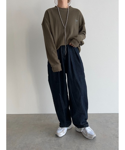 owndaily（オンデイリー）の「ワッフルルーズラウンドネックT（Tシャツ/カットソー・レディース・カーキ/グリーン・FREE）」の5枚目の写真