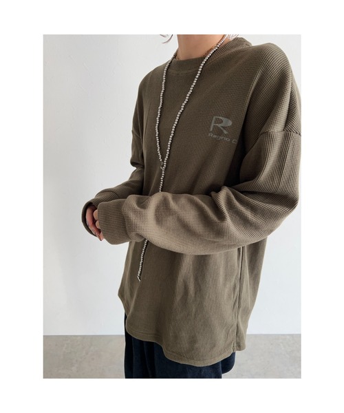 owndaily（オンデイリー）の「ワッフルルーズラウンドネックT（Tシャツ/カットソー・レディース・カーキ/グリーン・FREE）」の8枚目の写真