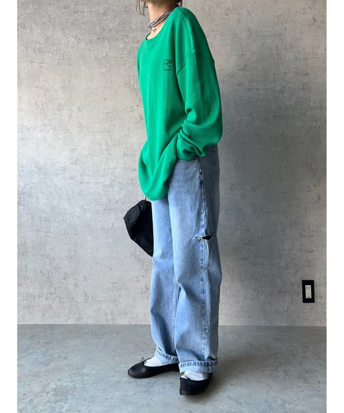 owndaily（オンデイリー）の「ワッフルルーズラウンドネックT（Tシャツ/カットソー・レディース・カーキ/グリーン・FREE）」の15枚目の写真