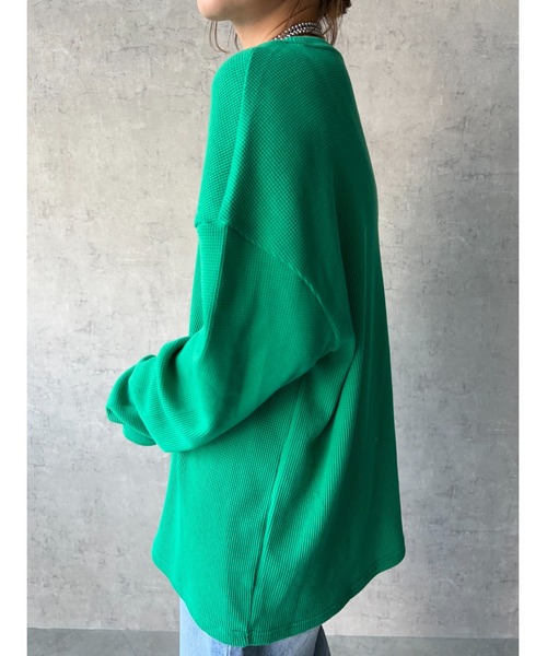 owndaily（オンデイリー）の「ワッフルルーズラウンドネックT（Tシャツ/カットソー・レディース・カーキ/グリーン・FREE）」の18枚目の写真