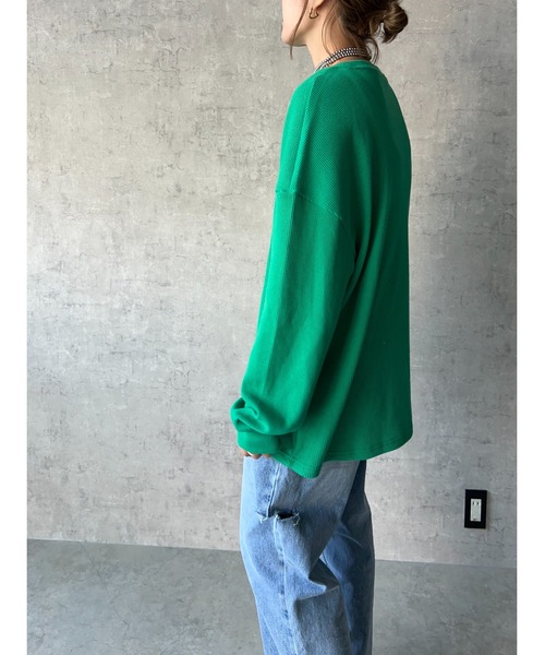 owndaily（オンデイリー）の「ワッフルルーズラウンドネックT（Tシャツ/カットソー・レディース・カーキ/グリーン・FREE）」の19枚目の写真