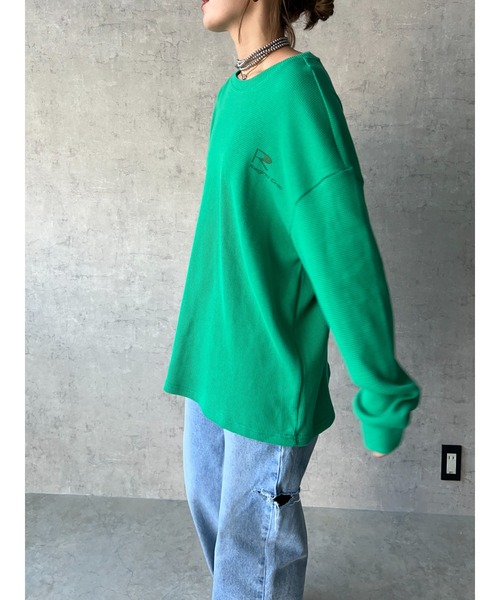 owndaily（オンデイリー）の「ワッフルルーズラウンドネックT（Tシャツ/カットソー・レディース・カーキ/グリーン・FREE）」の20枚目の写真