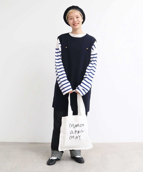 AMBIDEX（アンビデックス）の「スーピマ×AMOSSAミラノリブミニワンピース（ワンピース・レディース・ネイビー/グリーン・FREE）」の3枚目の写真