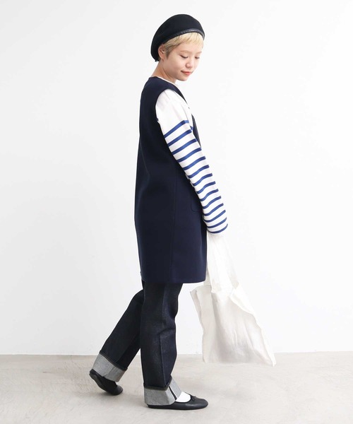 AMBIDEX（アンビデックス）の「スーピマ×AMOSSAミラノリブミニワンピース（ワンピース・レディース・ネイビー/グリーン・FREE）」の4枚目の写真