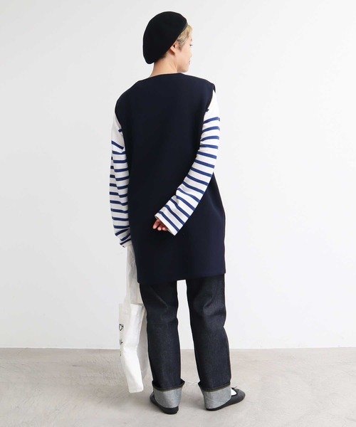 AMBIDEX（アンビデックス）の「スーピマ×AMOSSAミラノリブミニワンピース（ワンピース・レディース・ネイビー/グリーン・FREE）」の5枚目の写真