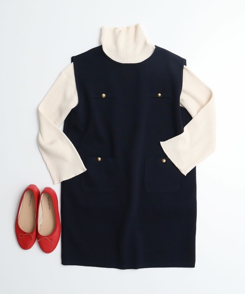 AMBIDEX（アンビデックス）の「スーピマ×AMOSSAミラノリブミニワンピース（ワンピース・レディース・ネイビー/グリーン・FREE）」の11枚目の写真