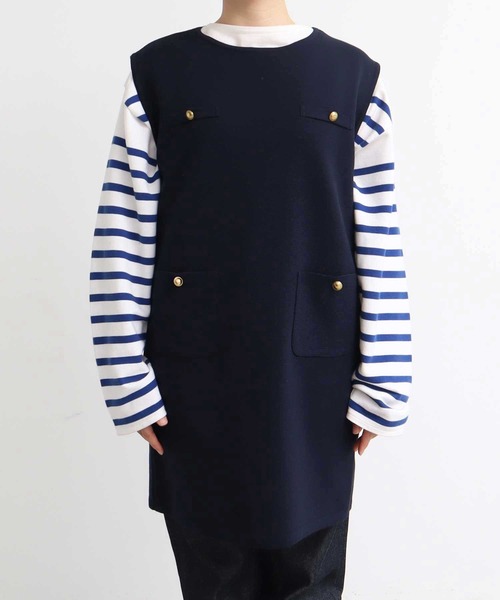 AMBIDEX（アンビデックス）の「スーピマ×AMOSSAミラノリブミニワンピース（ワンピース・レディース・ネイビー/グリーン・FREE）」の12枚目の写真