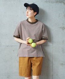 PAR ICI | タック柄マルチボーダー BIG Tシャツ(Tシャツ/カットソー)