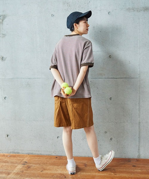 PAR ICI（パーリッシィ）の「タック柄マルチボーダー BIG Tシャツ（Tシャツ/カットソー・レディース・ブラウン/ネイビー・FREE）」の11枚目の写真