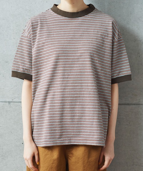 PAR ICI（パーリッシィ）の「タック柄マルチボーダー BIG Tシャツ（Tシャツ/カットソー・レディース・ブラウン/ネイビー・FREE）」の22枚目の写真