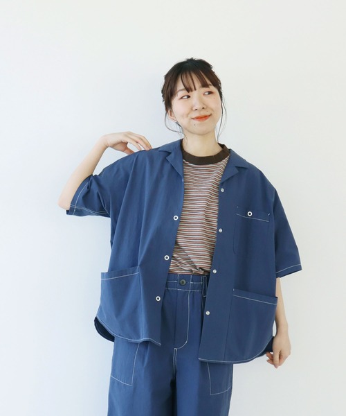 PAR ICI（パーリッシィ）の「タック柄マルチボーダー BIG Tシャツ（Tシャツ/カットソー・レディース・ブラウン/ネイビー・FREE）」の20枚目の写真