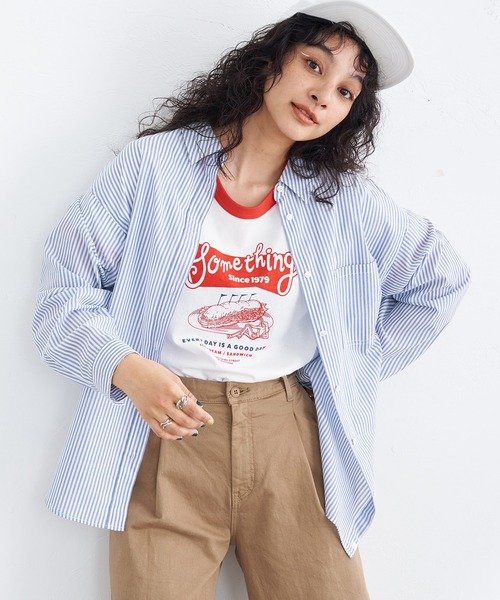 SOMETHING(サムシング)の「SOMETHING×TOLIGHT デニムシャツ(シャツ/ブラウス・レディース・イエロー/ネイビー/ピンク/ライトインディゴブルー・FREE)」の2枚目の写真
