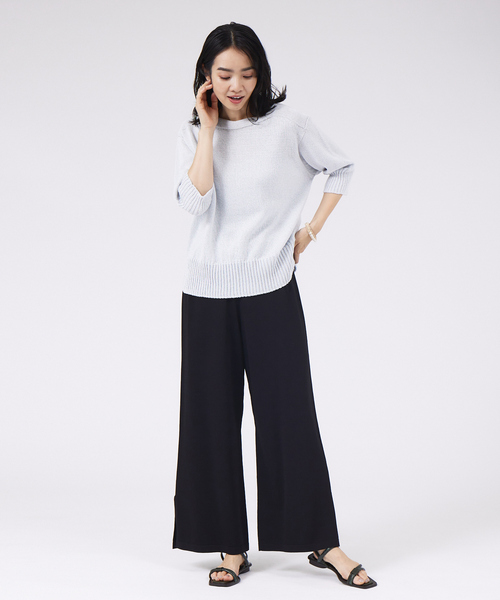 qualite（カリテ）の「ギマコットンボートネックニット（ニット/セーター・レディース・オレンジ/ホワイト/ライトブルー/ダークブラウン・フリー）」の13枚目の写真