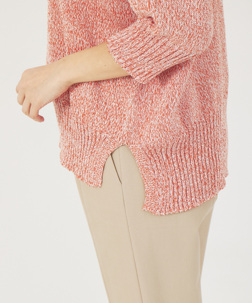 qualite（カリテ）の「ギマコットンボートネックニット（ニット/セーター・レディース・オレンジ/ホワイト/ライトブルー/ダークブラウン・フリー）」の9枚目の写真