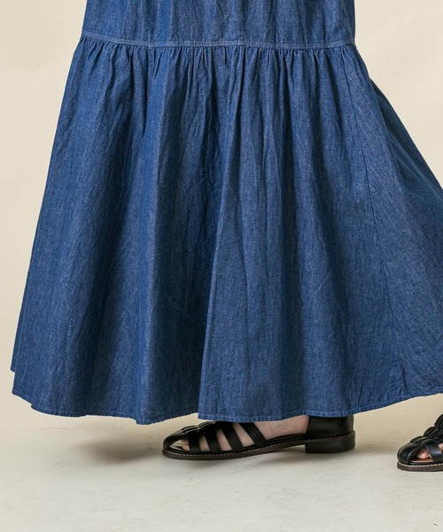 Gready Brilliant Ｃピンタックデニムフレアスカート　デニム　新品 Gready Brilliant（グレディブリリアン）の「Cピンタックデニム