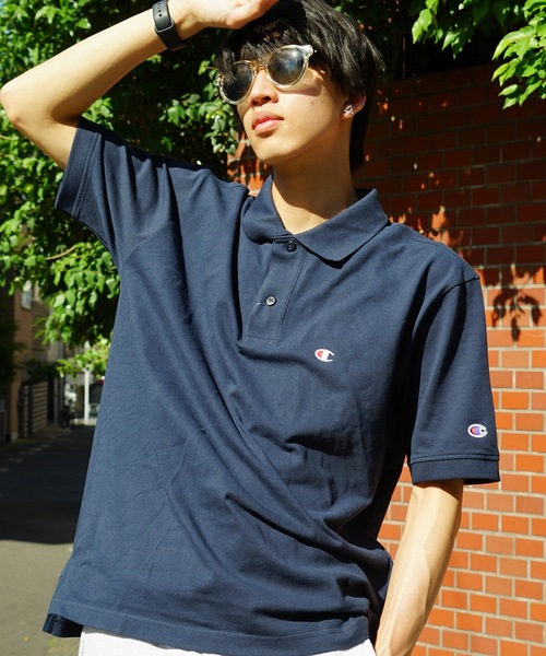 Champion(チャンピオン)の「【CHAMPION/チャンピオン】ワンポイントブランドロゴ刺繍 鹿の子 ポロシャツ コットン100%(ポロシャツ・メンズ・ブラック/カーキ/ネイビー/ホワイト/杢グレー・MEDIUM/X-LARGE/LARGE)」の5枚目の写真