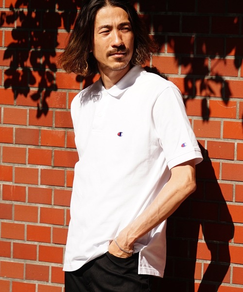 Champion(チャンピオン)の「【CHAMPION/チャンピオン】ワンポイントブランドロゴ刺繍 鹿の子 ポロシャツ コットン100%(ポロシャツ・メンズ・ブラック/カーキ/ネイビー/ホワイト/杢グレー・MEDIUM/X-LARGE/LARGE)」の3枚目の写真