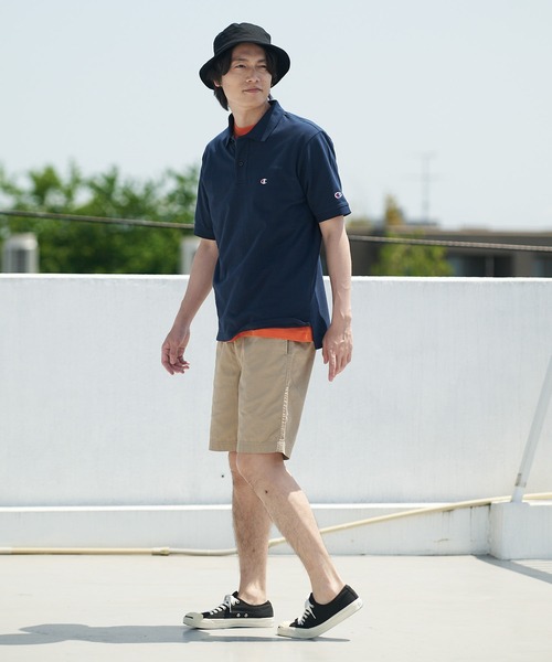 Champion(チャンピオン)の「【CHAMPION/チャンピオン】ワンポイントブランドロゴ刺繍 鹿の子 ポロシャツ コットン100%(ポロシャツ・メンズ・ブラック/カーキ/ネイビー/ホワイト/杢グレー・MEDIUM/X-LARGE/LARGE)」の14枚目の写真