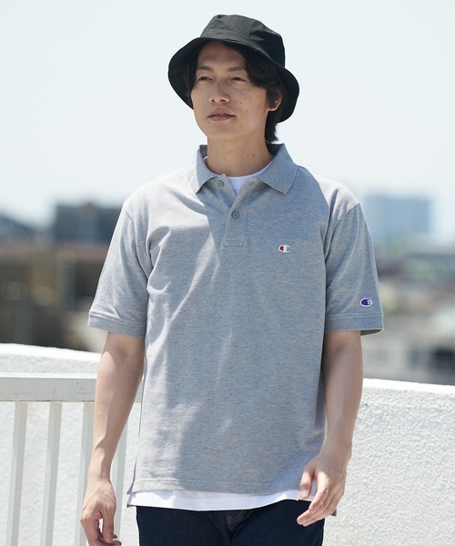 Champion(チャンピオン)の「【CHAMPION/チャンピオン】ワンポイントブランドロゴ刺繍 鹿の子 ポロシャツ コットン100%(ポロシャツ・メンズ・ブラック/カーキ/ネイビー/ホワイト/杢グレー・MEDIUM/X-LARGE/LARGE)」の7枚目の写真