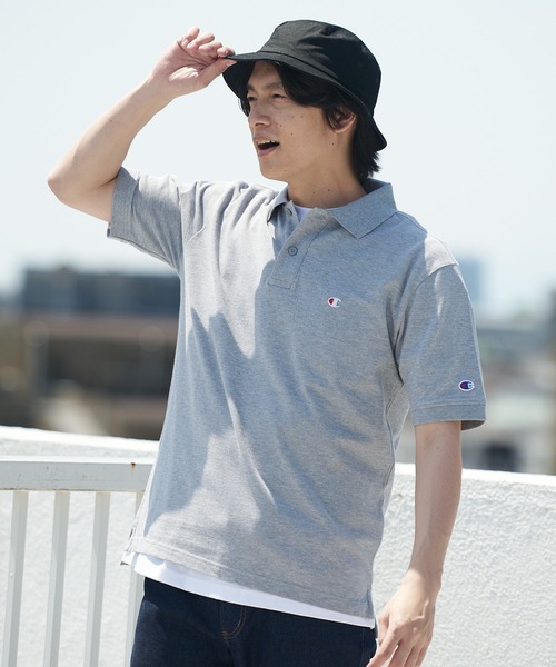 Champion(チャンピオン)の「【CHAMPION/チャンピオン】ワンポイントブランドロゴ刺繍 鹿の子 ポロシャツ コットン100%(ポロシャツ・メンズ・ブラック/カーキ/ネイビー/ホワイト/杢グレー・MEDIUM/X-LARGE/LARGE)」の9枚目の写真