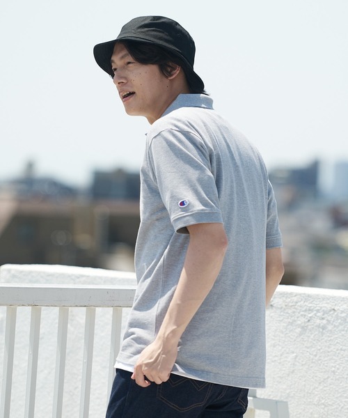 Champion(チャンピオン)の「【CHAMPION/チャンピオン】ワンポイントブランドロゴ刺繍 鹿の子 ポロシャツ コットン100%(ポロシャツ・メンズ・ブラック/カーキ/ネイビー/ホワイト/杢グレー・MEDIUM/X-LARGE/LARGE)」の11枚目の写真