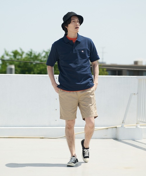 Champion(チャンピオン)の「【CHAMPION/チャンピオン】ワンポイントブランドロゴ刺繍 鹿の子 ポロシャツ コットン100%(ポロシャツ・メンズ・ブラック/カーキ/ネイビー/ホワイト/杢グレー・MEDIUM/X-LARGE/LARGE)」の13枚目の写真