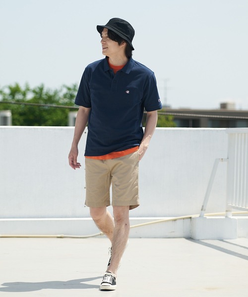 Champion(チャンピオン)の「【CHAMPION/チャンピオン】ワンポイントブランドロゴ刺繍 鹿の子 ポロシャツ コットン100%(ポロシャツ・メンズ・ブラック/カーキ/ネイビー/ホワイト/杢グレー・MEDIUM/X-LARGE/LARGE)」の18枚目の写真