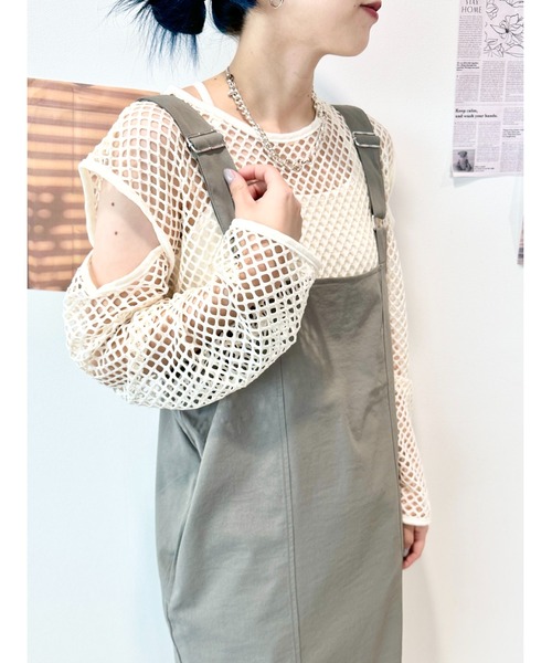 CECIL McBEE（セシルマクビー）の「ベルトストラップジャンスカ（ワンピース・レディース・グリーン/ベージュ・MEDIUM/LARGE）」の6枚目の写真