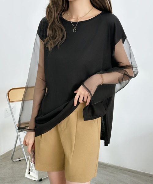 emi+(エミプラス)の「袖シアードッキングカットソー(Tシャツ/カットソー・レディース・ホワイト/ブラック・FREE)」の13枚目の写真