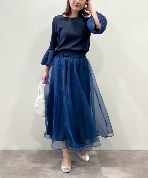 DIARIUM（ディアリウム）の「【日本製】袖フレアリブカットソー（Tシャツ/カットソー・レディース・ブラック/オフホワイト/ネイビー・M）」の10枚目の写真