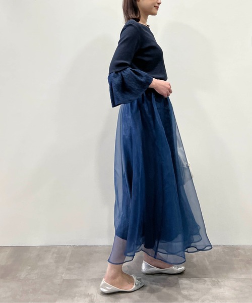 DIARIUM（ディアリウム）の「【日本製】袖フレアリブカットソー（Tシャツ/カットソー・レディース・ブラック/オフホワイト/ネイビー・M）」の11枚目の写真