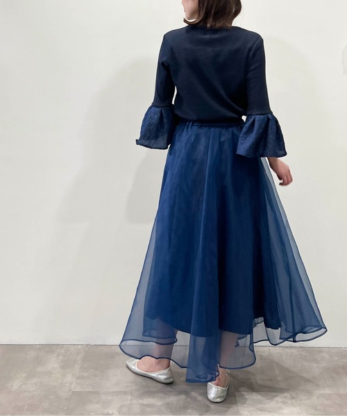 DIARIUM（ディアリウム）の「【日本製】袖フレアリブカットソー（Tシャツ/カットソー・レディース・ブラック/オフホワイト/ネイビー・M）」の12枚目の写真