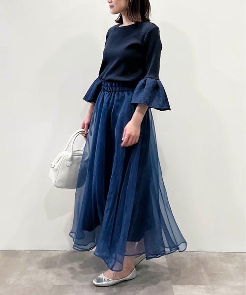 DIARIUM（ディアリウム）の「【日本製】袖フレアリブカットソー（Tシャツ/カットソー・レディース・ブラック/オフホワイト/ネイビー・M）」の13枚目の写真