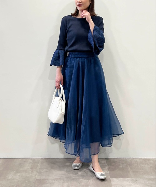 DIARIUM（ディアリウム）の「【日本製】袖フレアリブカットソー（Tシャツ/カットソー・レディース・ブラック/オフホワイト/ネイビー・M）」の14枚目の写真