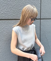 【ハンドウォッシャブル】モックネックノースリカラーニット