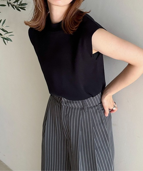 feepur（フェピュール）の「【ハンドウォッシャブル】モックネックノースリカラーニット（ニット/セーター・レディース・グリーン/ピンク/ブラック/グレー/オフホワイト/ブルー・MEDIUM）」の3枚目の写真