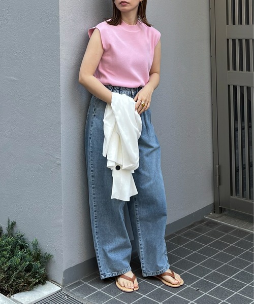 feepur（フェピュール）の「【ハンドウォッシャブル】モックネックノースリカラーニット（ニット/セーター・レディース・グリーン/ピンク/ブラック/グレー/オフホワイト/ブルー・MEDIUM）」の13枚目の写真