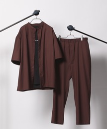 【SET-UP/セットアップ】バンドカラーシャツ×イージースラックスパンツ