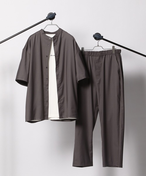 RAGEBLUE（レイジブルー）の「【SET-UP/セットアップ】バンドカラーシャツ×イージースラックスパンツ（シャツ/ブラウス・メンズ・ブラック/ブラウン/グレー・MEDIUM/LARGE）」の3枚目の写真
