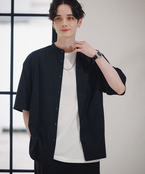 RAGEBLUE（レイジブルー）の「【SET-UP/セットアップ】バンドカラーシャツ×イージースラックスパンツ（シャツ/ブラウス・メンズ・ブラック/ブラウン/グレー・MEDIUM/LARGE）」の7枚目の写真