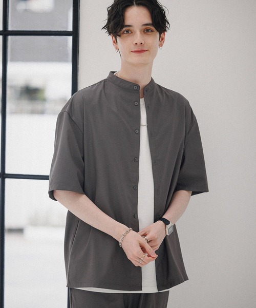 RAGEBLUE（レイジブルー）の「【SET-UP/セットアップ】バンドカラーシャツ×イージースラックスパンツ（シャツ/ブラウス・メンズ・ブラック/ブラウン/グレー・MEDIUM/LARGE）」の18枚目の写真