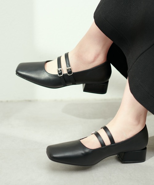 natural couture（ナチュラルクチュール）の「ダブルストラップパンプスシューズ（その他シューズ・レディース・シルバー/アイボリー/ブラック・LARGE/SMALL/MEDIUM）」の3枚目の写真