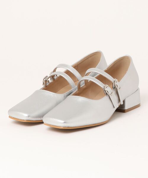 natural couture（ナチュラルクチュール）の「ダブルストラップパンプスシューズ（その他シューズ・レディース・シルバー/アイボリー/ブラック・LARGE/SMALL/MEDIUM）」の11枚目の写真